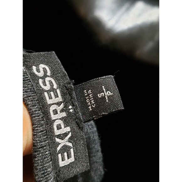 Express Women's Black Gray Round Neck Long Sleeve Knee Length Dress Small Petite - Picture 7 of 10